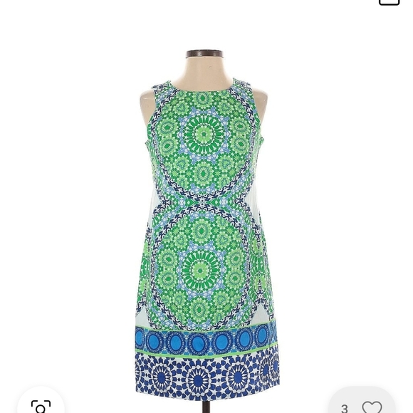Green and Blue Patterned Sleeveless London Times Size 14 - Picture 1 of 4